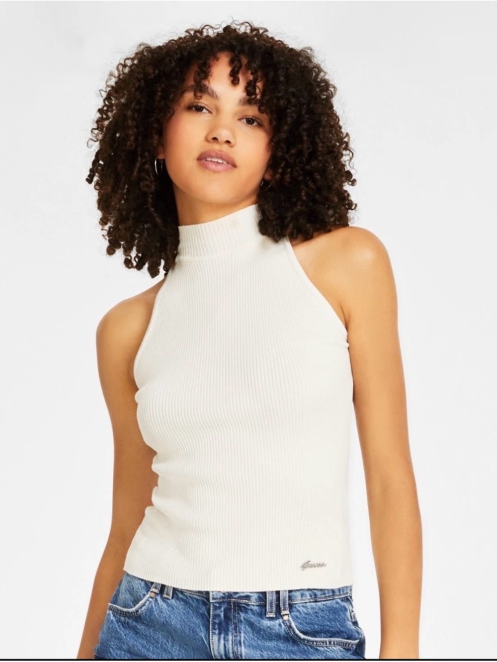 GUESS Cream‎ Ribbed Knit Sweater – Size Large